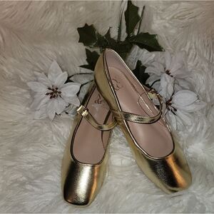 🆕️🩰Page Mary Jane Ballet Flat, Gold, Sz 9